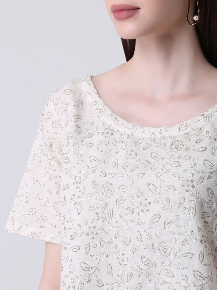 

Платье льняное с принтом, Золотой, R0W4144000F792G00