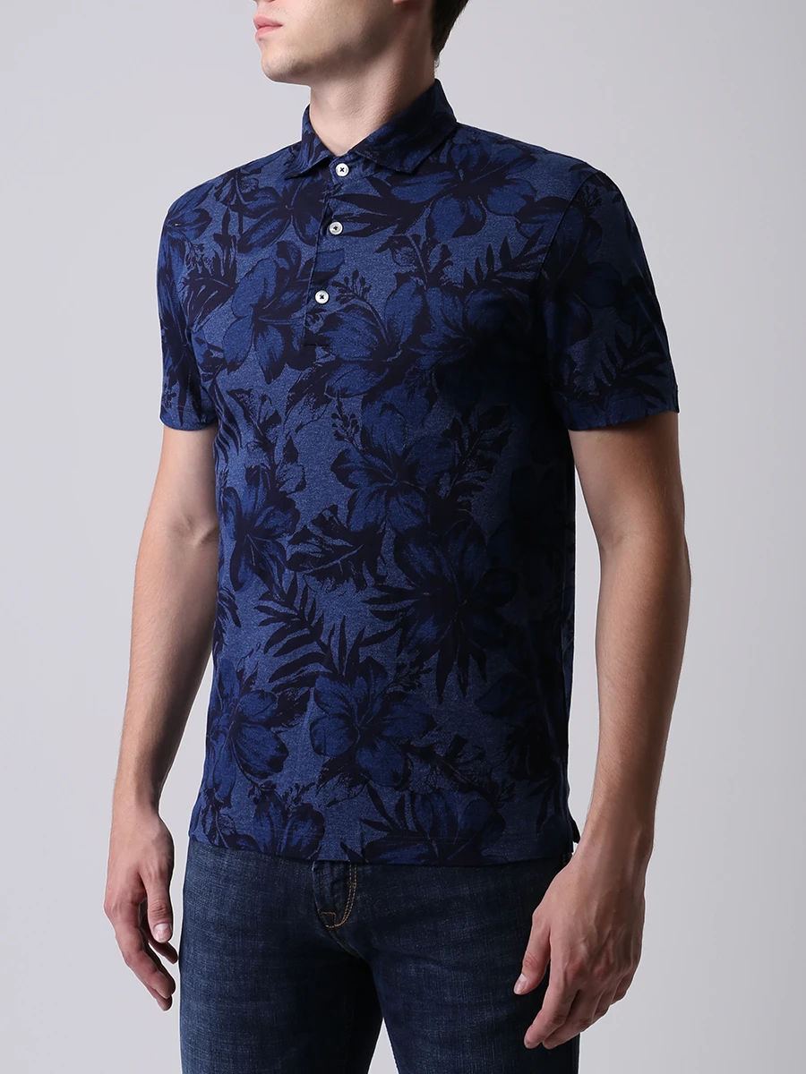 

Поло хлопковое, Синий, 60103/65299/813