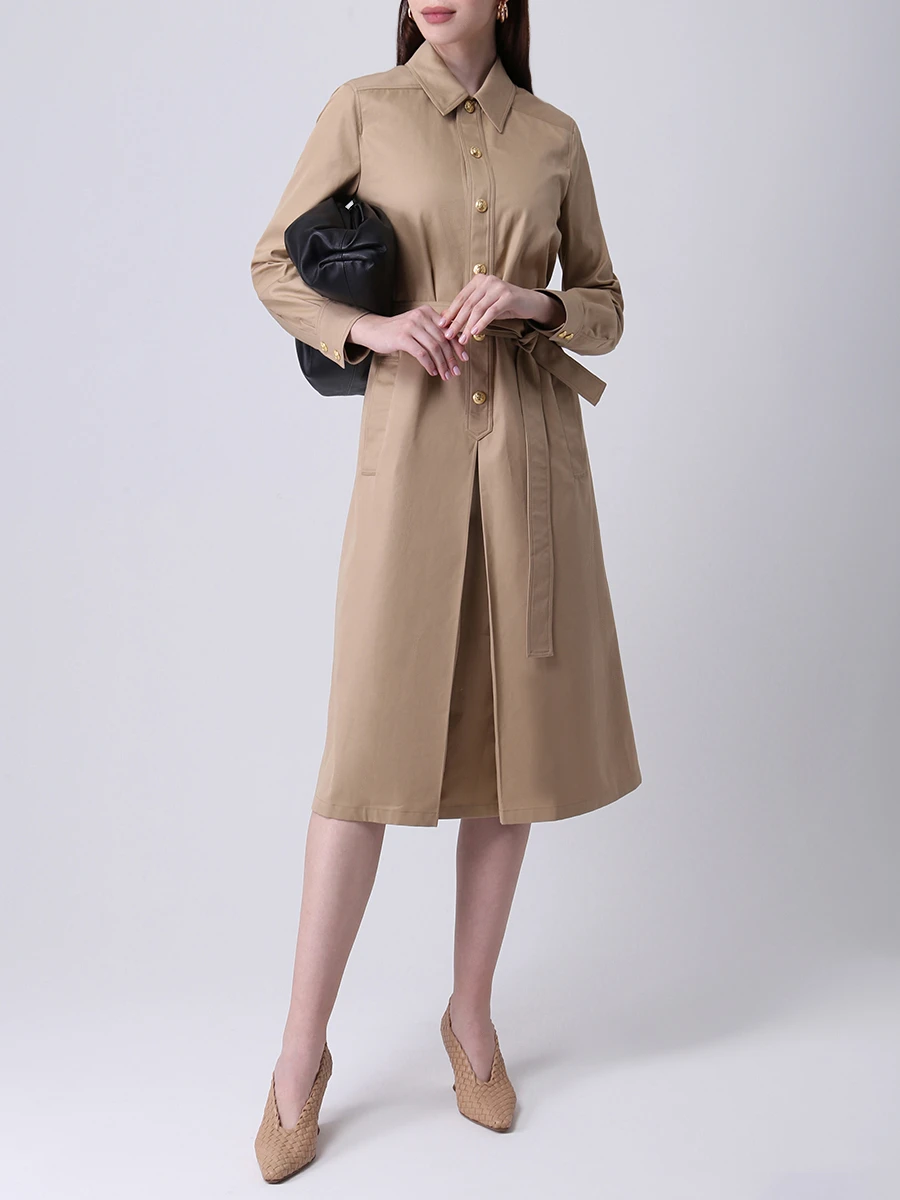 Платье хлопковое CELINE 2R609495 02GS Бежевый  Фото 2