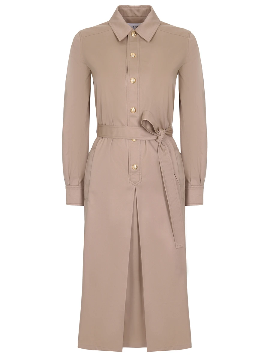 Платье хлопковое CELINE 2R609495 02GS Бежевый 