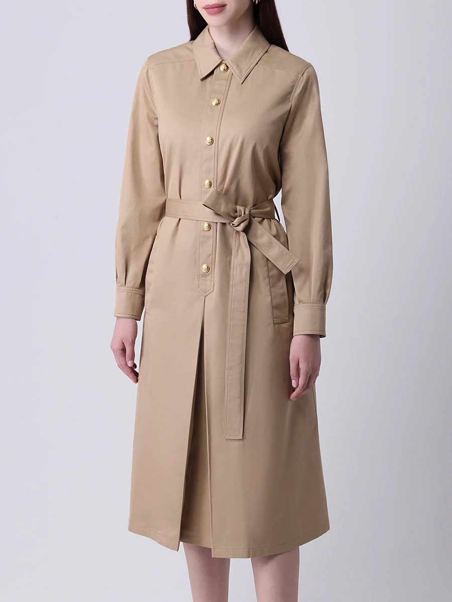 Платье хлопковое CELINE 2R609495 02GS Бежевый  Фото 4
