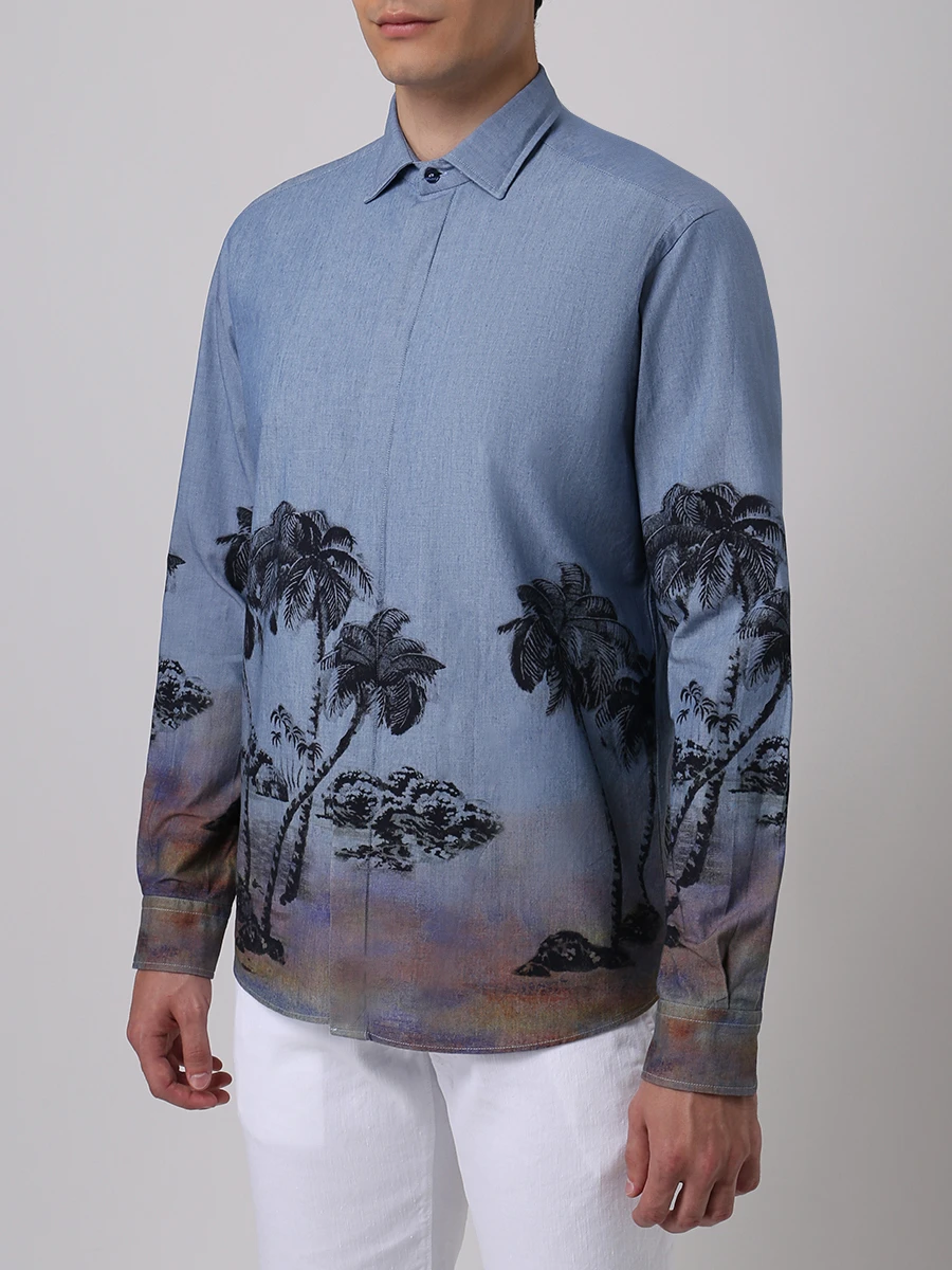 Рубашка regular fit с принтом ETRO U1K819 6051 200, размер 54, цвет голубой - фото 4