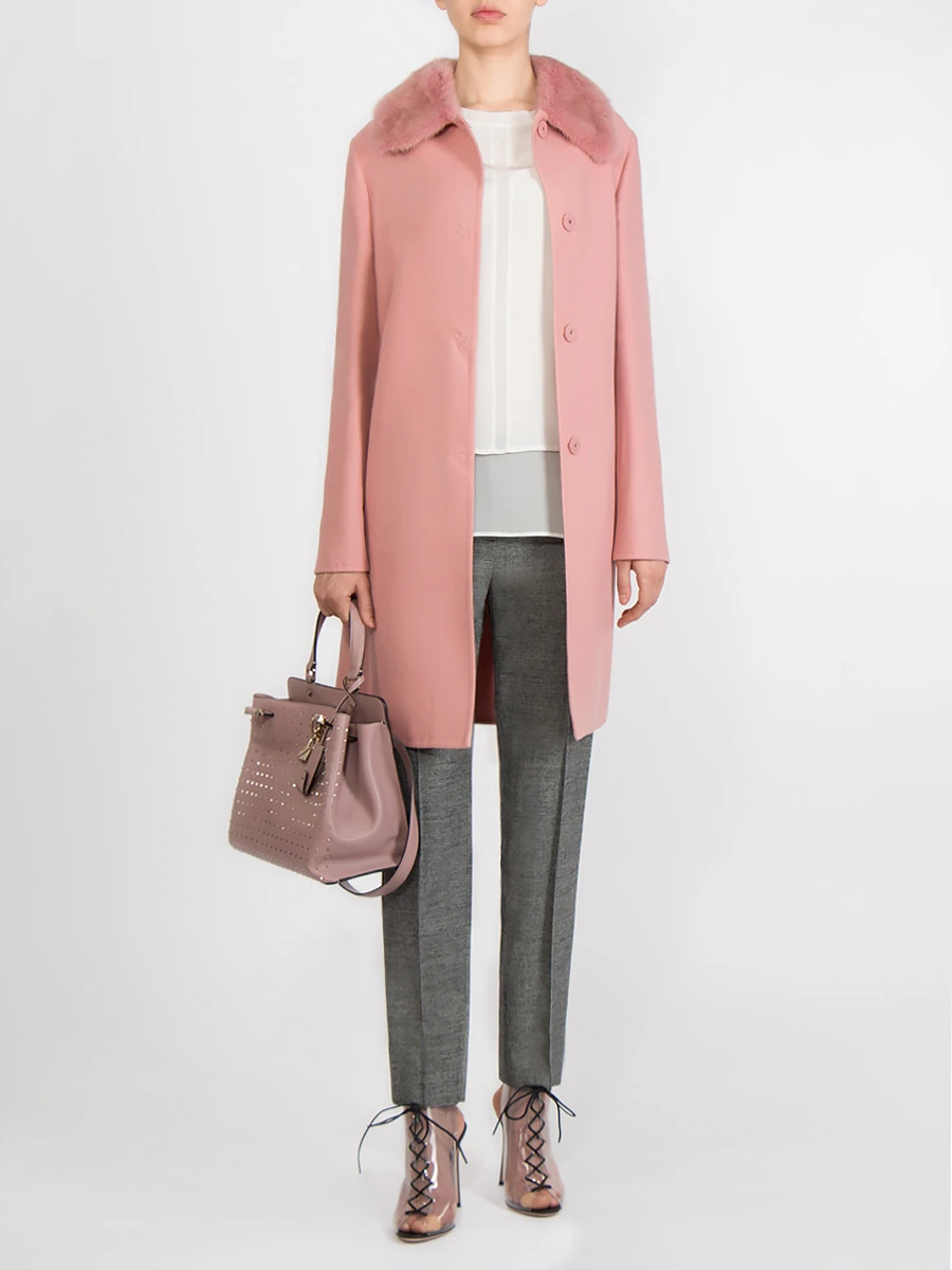 Шерстяное пальто ERMANNO SCERVINO D296D388VQL Розовый Розовый  Фото 2