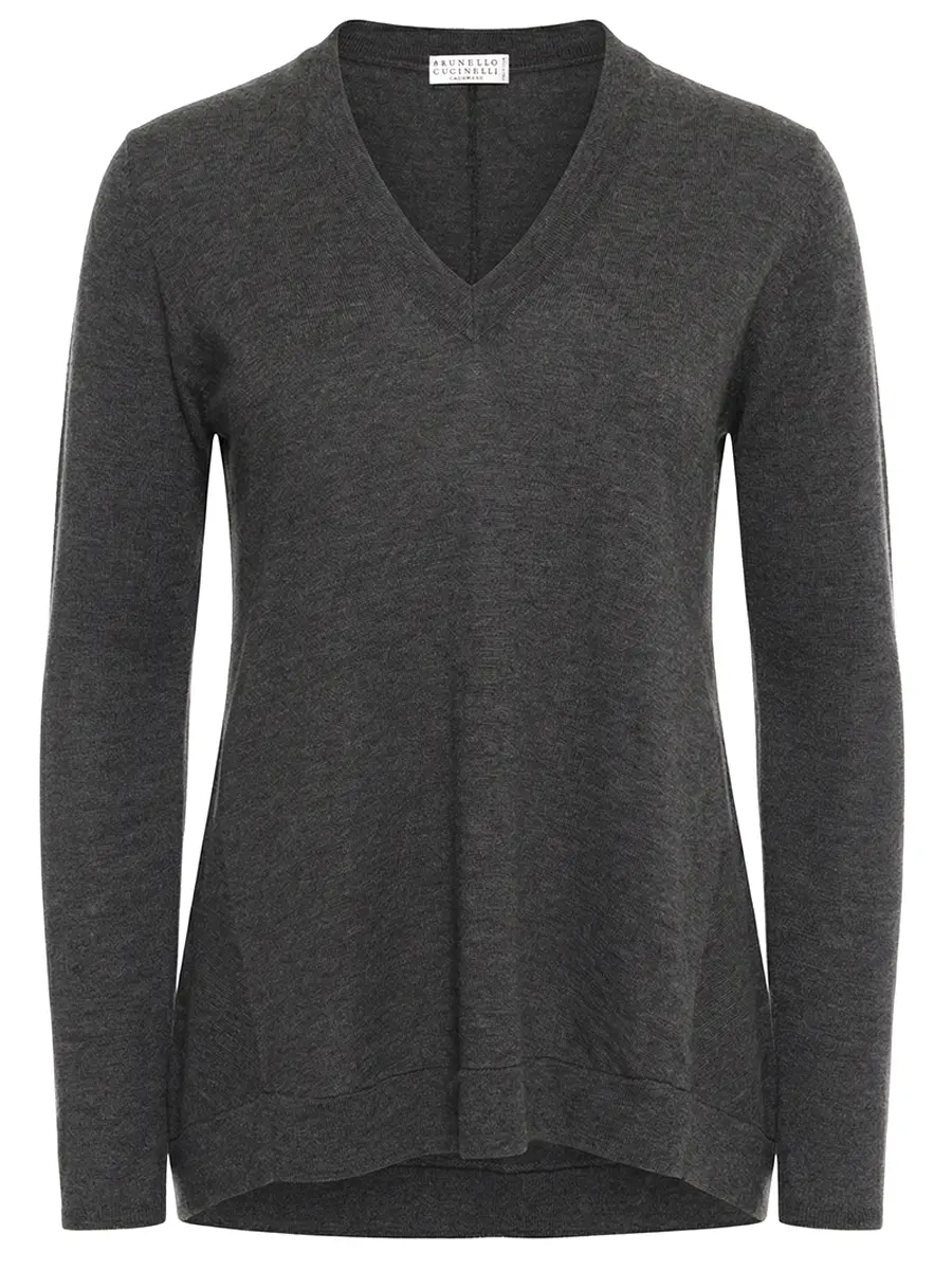 Пуловер из кашемира и шерсти BRUNELLO CUCINELLI 13807712 Серый Серый 