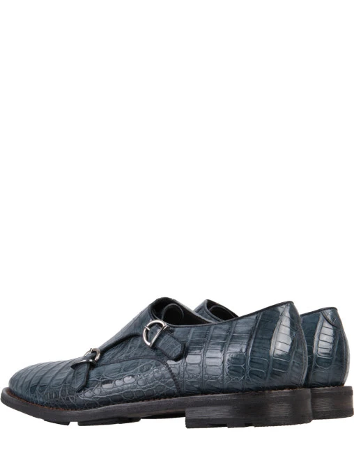 Туфли-монки из крокодила FRATELLI ROSSETTI 12007 Синий, размер 39 - фото 4