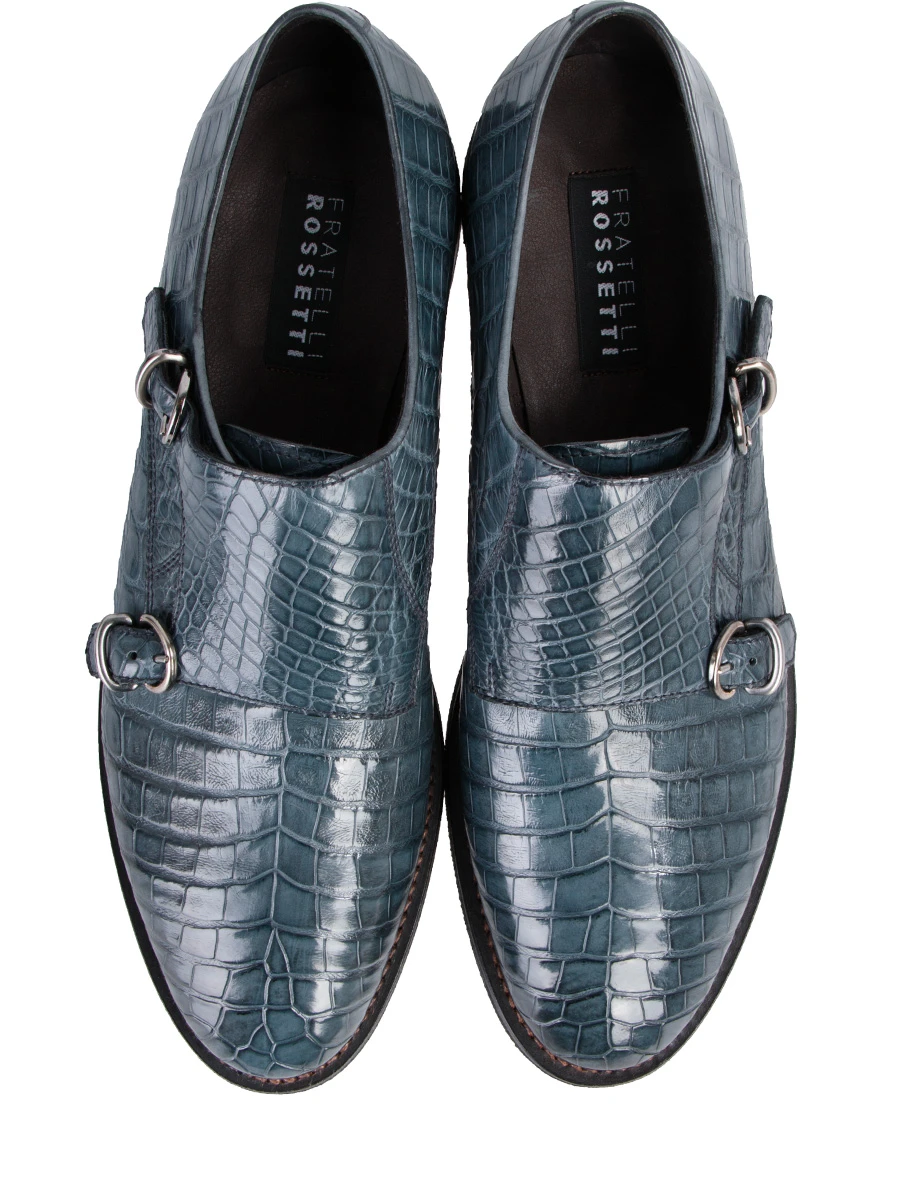 Туфли-монки из крокодила FRATELLI ROSSETTI 12007 Синий, размер 39 - фото 5