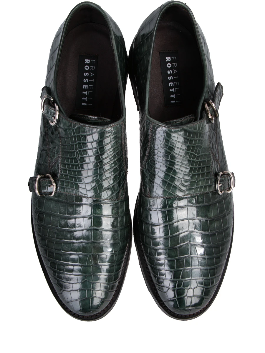 Туфли-монки из крокодила FRATELLI ROSSETTI 12007 Зеленый, размер 40 - фото 5