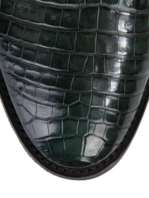 Туфли-монки из крокодила FRATELLI ROSSETTI 12007 Зеленый, размер 40 - фото 6