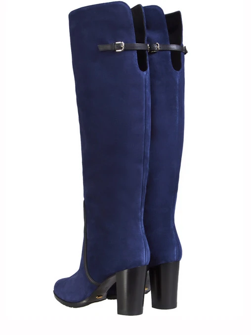 Сапоги SERGIO ROSSI А71510-4122/разрез/кож.отделка Синий  Фото 4
