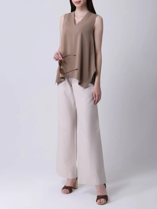 Шелковый топ BRUNELLO CUCINELLI MF948D5702 Кофемолоко Бежевый  Фото 2