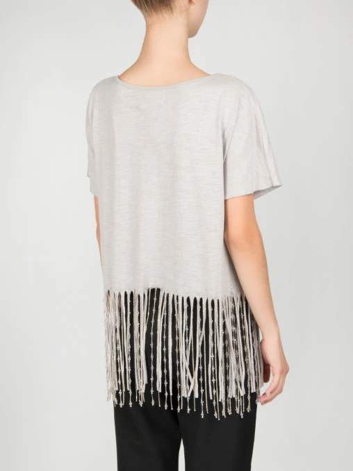 Футболка с декором FOREVER UNIQUE ab3401 kylie Серый  Фото 3