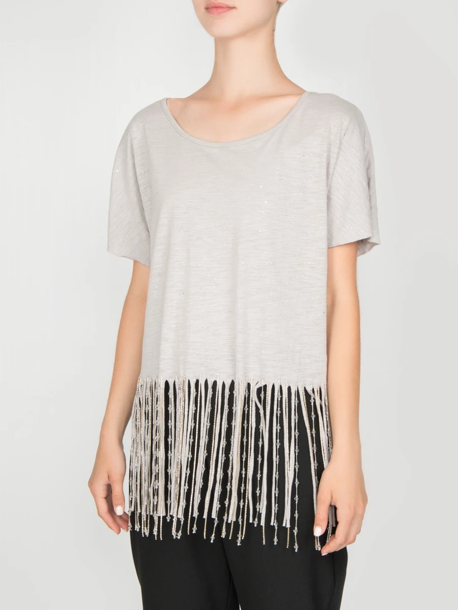 Футболка с декором FOREVER UNIQUE ab3401 kylie Серый  Фото 4