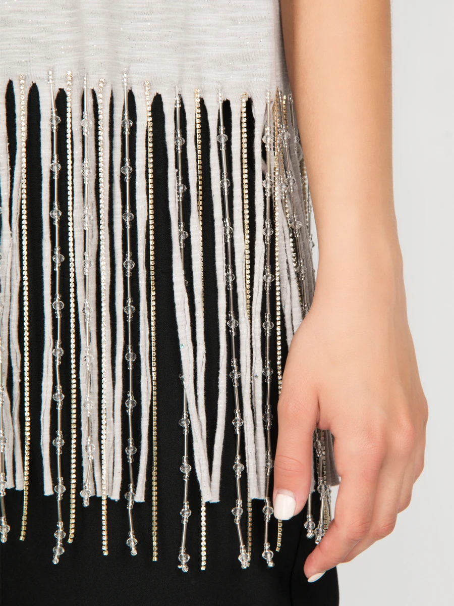 Футболка с декором FOREVER UNIQUE ab3401 kylie Серый  Фото 5