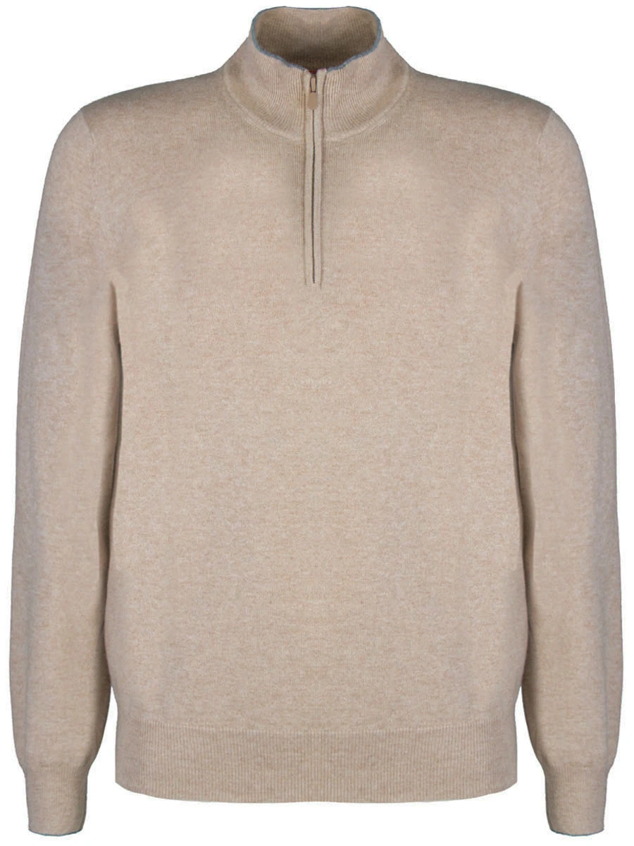 

Джемпер с высоким воротом, Бежевый, M2200124/молния Бежевый