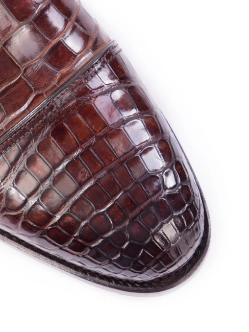 Туфли-монки из кожи крокодила SANTONI HCFHT49, размер 42, цвет коричневый - фото 5