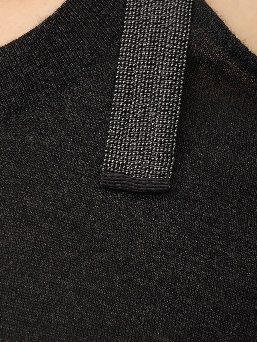 Платье из кашемира и шелка BRUNELLO CUCINELLI M13827A90 Графитный Серый  Фото 6