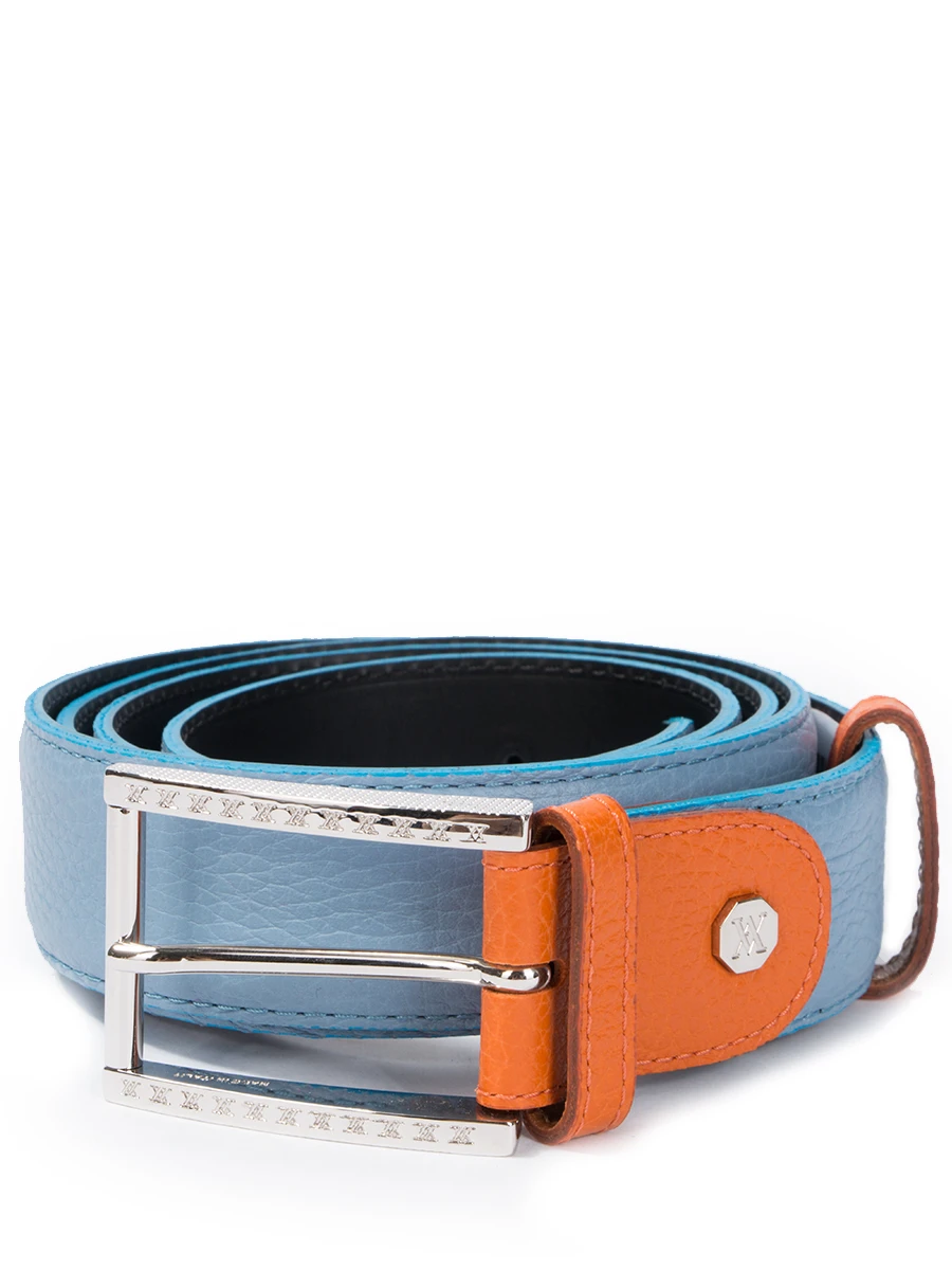 

Кожаный ремень, Голубой, blue bell alce calf/orange alce calf