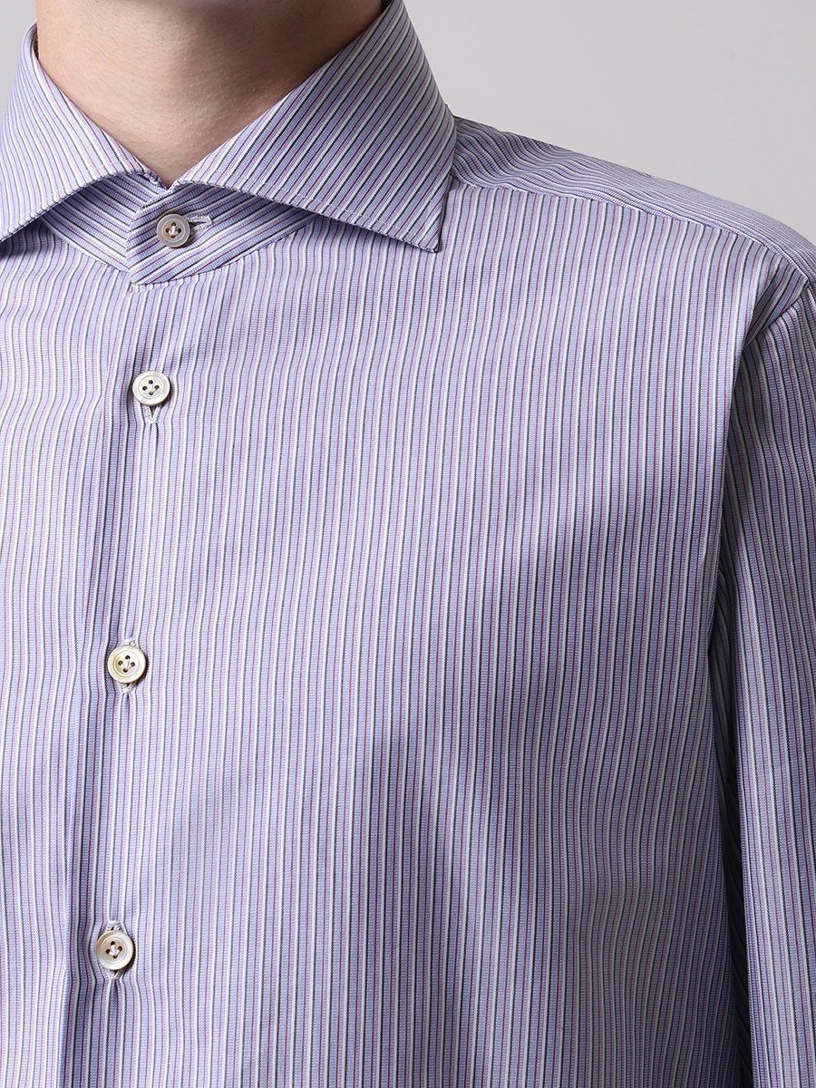 Рубашка Slim Fit в полоску KITON HO489405000/ Синий Зеленый Полоска, размер 52, цвет мультиколор HO489405000/ Синий Зеленый Полоска - фото 5