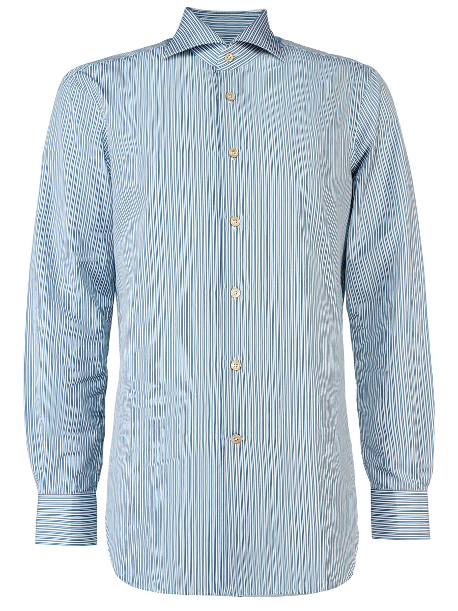 Хлопковая рубашка в полоску KITON 402402 Синий полоска, размер 50 - фото 1