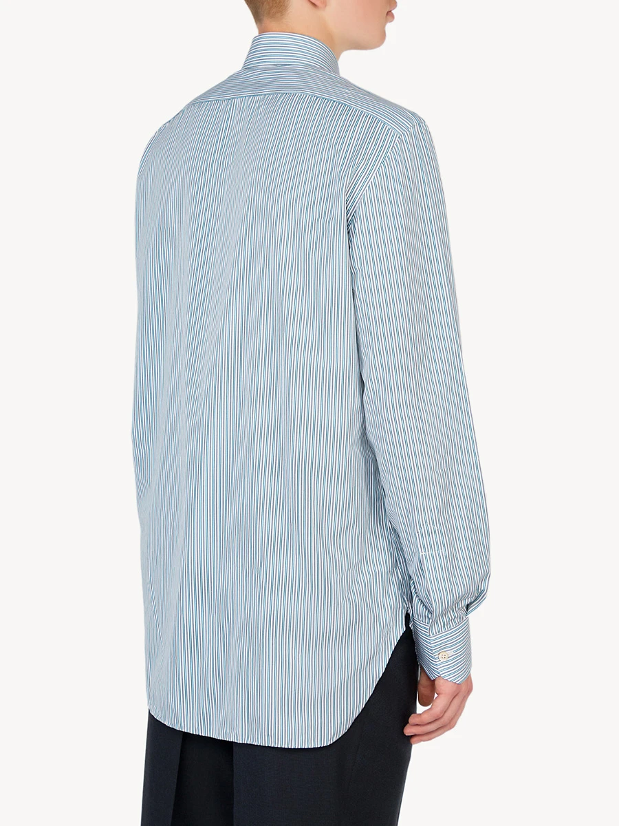 Хлопковая рубашка в полоску KITON 402402 Синий полоска, размер 50 - фото 3