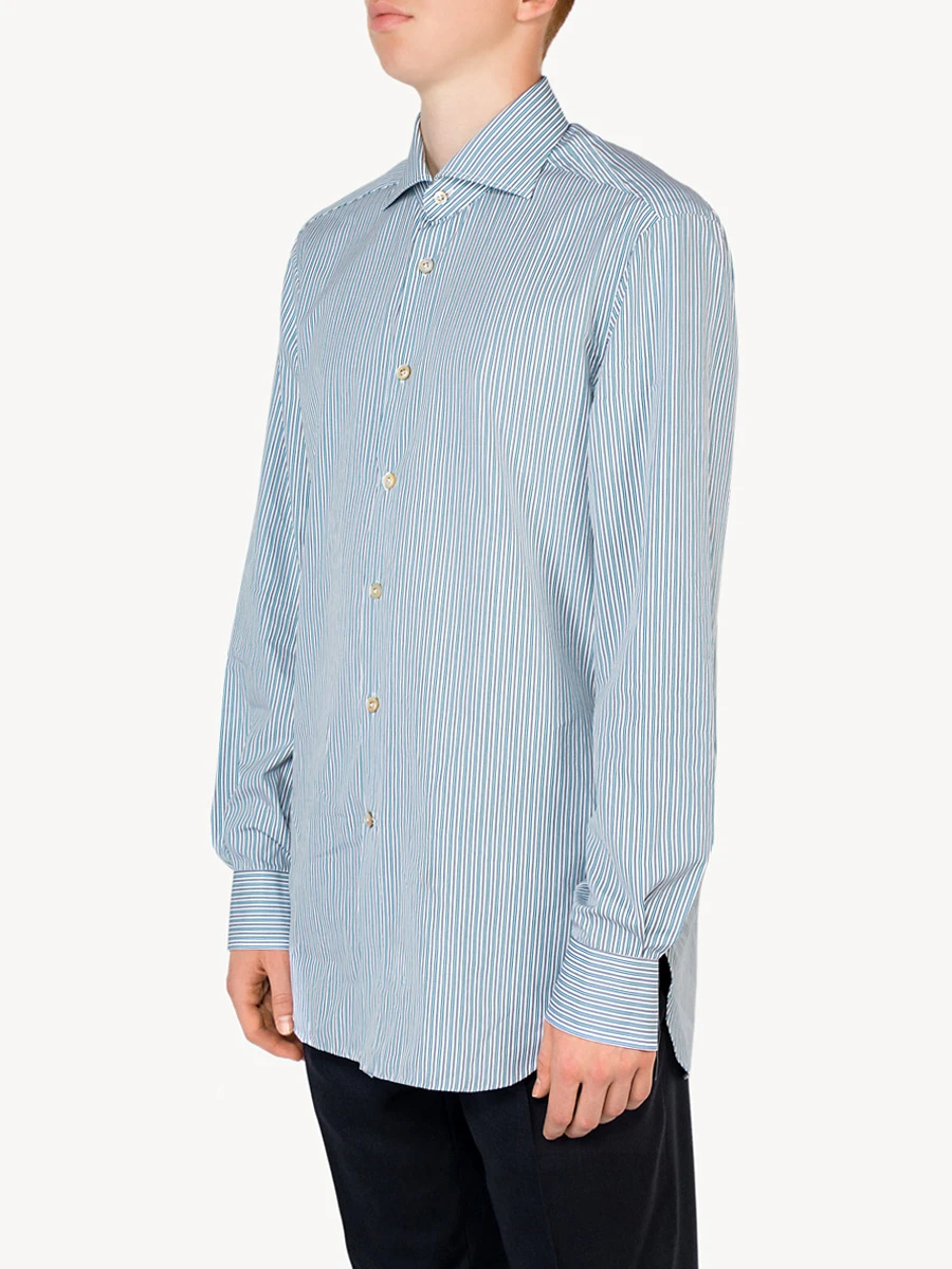 Хлопковая рубашка в полоску KITON 402402 Синий полоска, размер 50 - фото 2