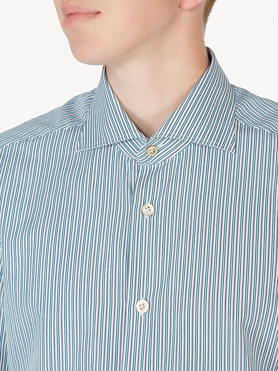 Хлопковая рубашка в полоску KITON 402402 Синий полоска, размер 50 - фото 4
