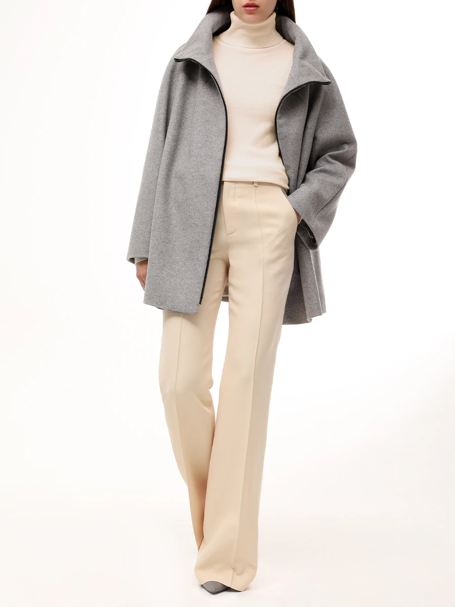 

Пальто шерстяное, Серый, OL8155 сер. замок