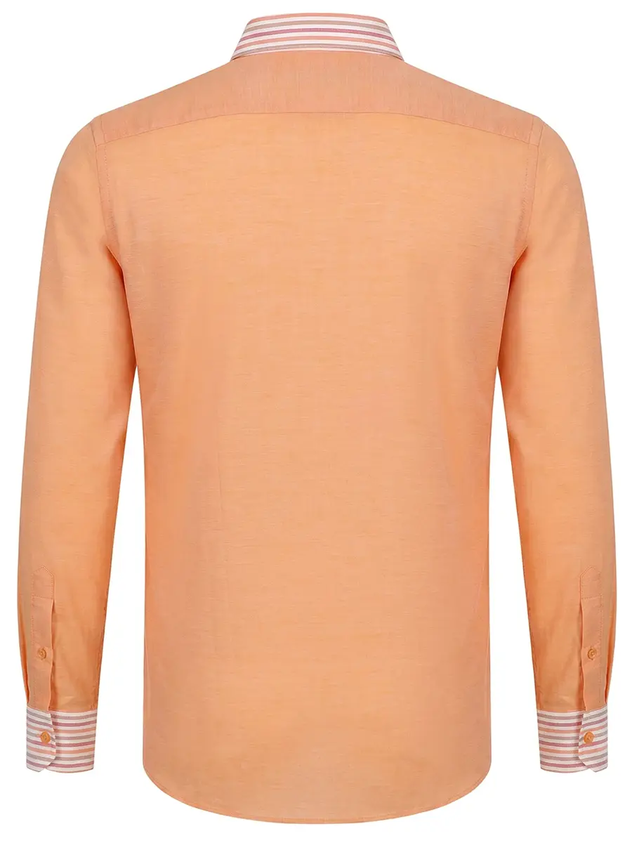 Рубашка Slim Fit хлопковая ETRO 1K010/6016/оранж Оранжевый  Фото 2