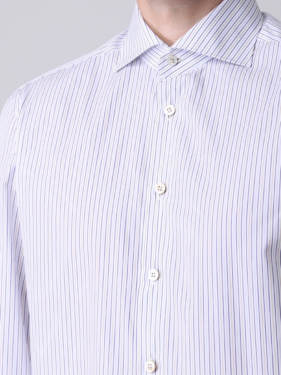 Рубашка Regular Fit в полоску KITON 491516 Белый  Фото 5