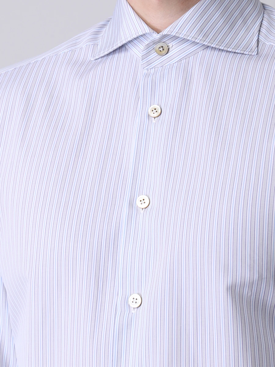 Рубашка Regular Fit в полоску KITON 481307, размер 50, цвет голубой - фото 5