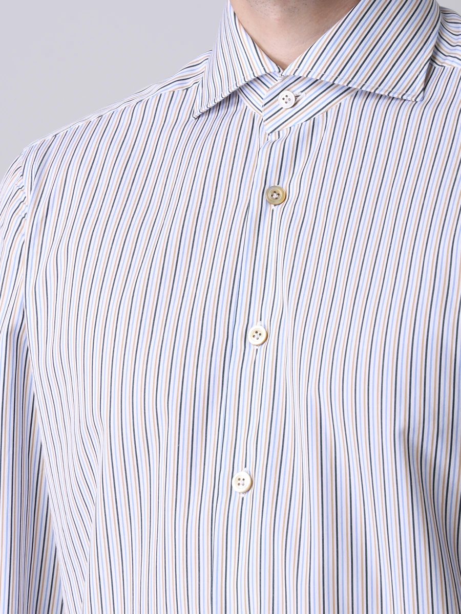 Рубашка Regular Fit в полоску KITON 486605 Мультиколор  Фото 5