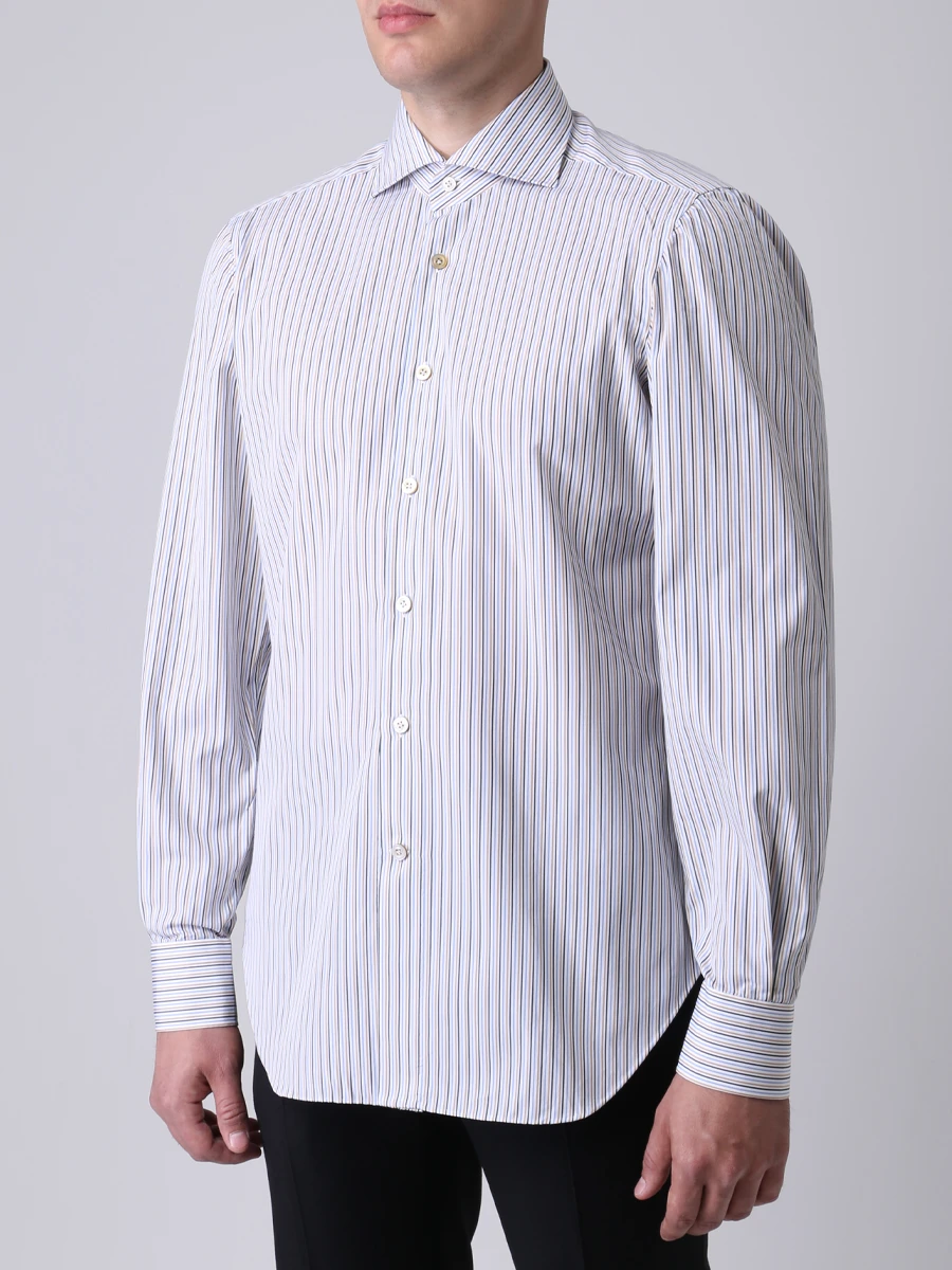 Рубашка Regular Fit в полоску KITON 486605 Мультиколор  Фото 4