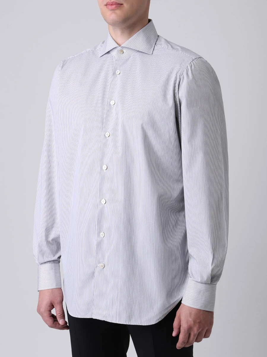 Рубашка Regular Fit в полоску KITON 486607, размер 50, цвет белый - фото 4