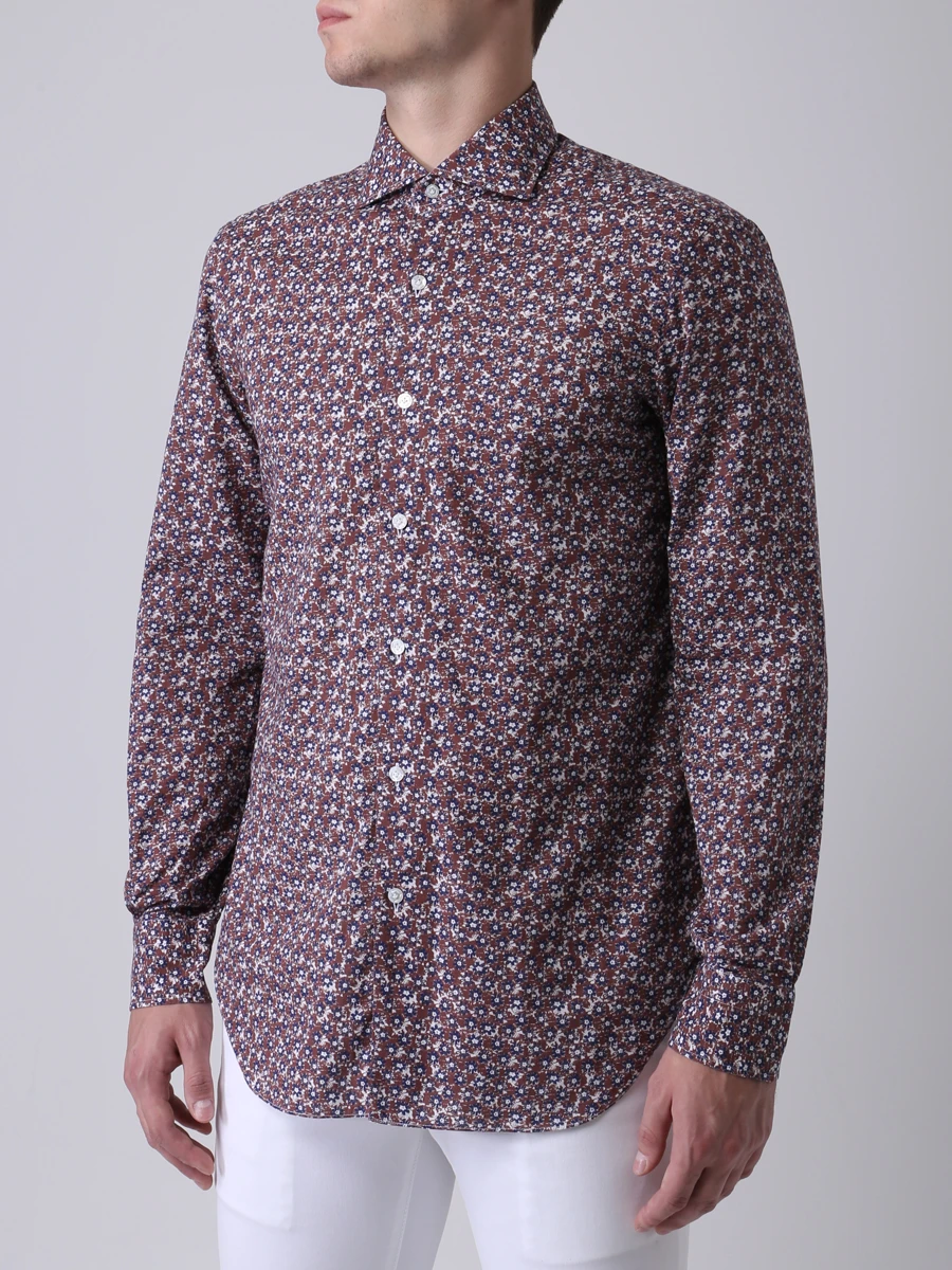 Рубашка Slim Fit с принтом BARBA 6463/03 Коричневый  Фото 4