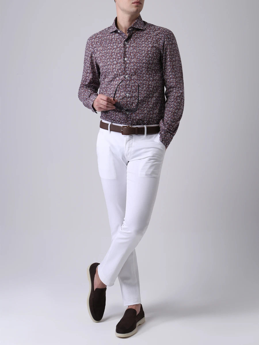 Рубашка Slim Fit с принтом BARBA 6463/03 Коричневый  Фото 2