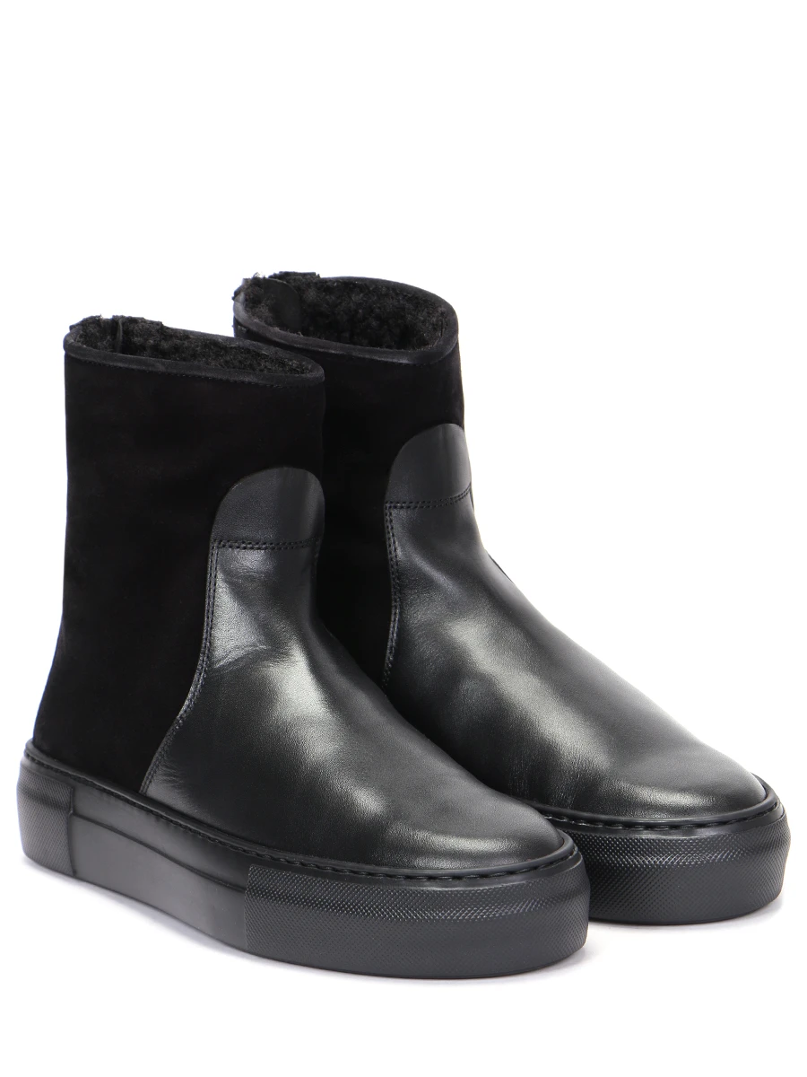 Слипоны комбинированные на меху PERTINI 202W30017C2 Черный  Фото 2