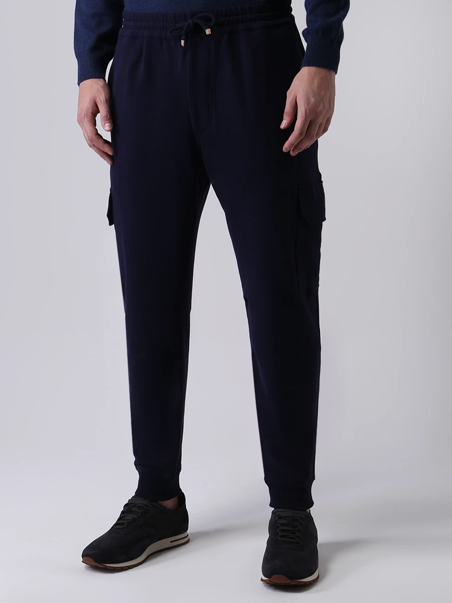 Брюки-карго хлопковые BRUNELLO CUCINELLI M0T153333G C6134 Синий  Фото 4