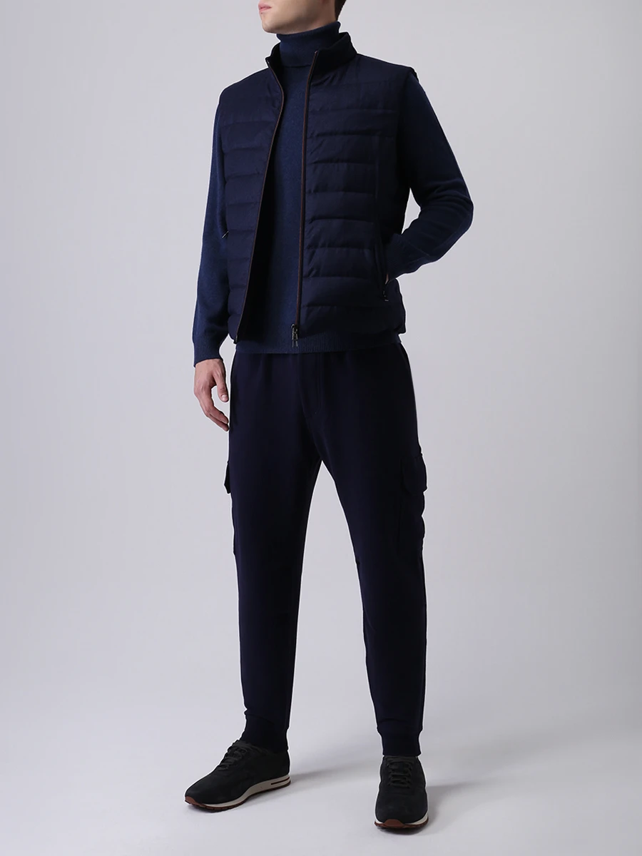 Брюки-карго хлопковые BRUNELLO CUCINELLI M0T153333G C6134 Синий  Фото 2