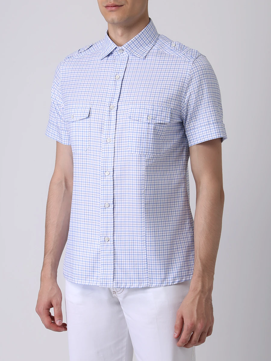 Рубашка Slim Fit в клетку STILE LATINO 1PCCM22/A15W/1 Голубой  Фото 4