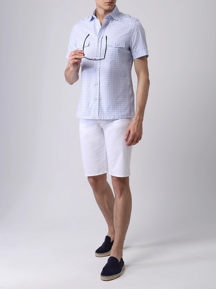 Рубашка Slim Fit в клетку STILE LATINO 1PCCM22/A15W/1 Голубой  Фото 2