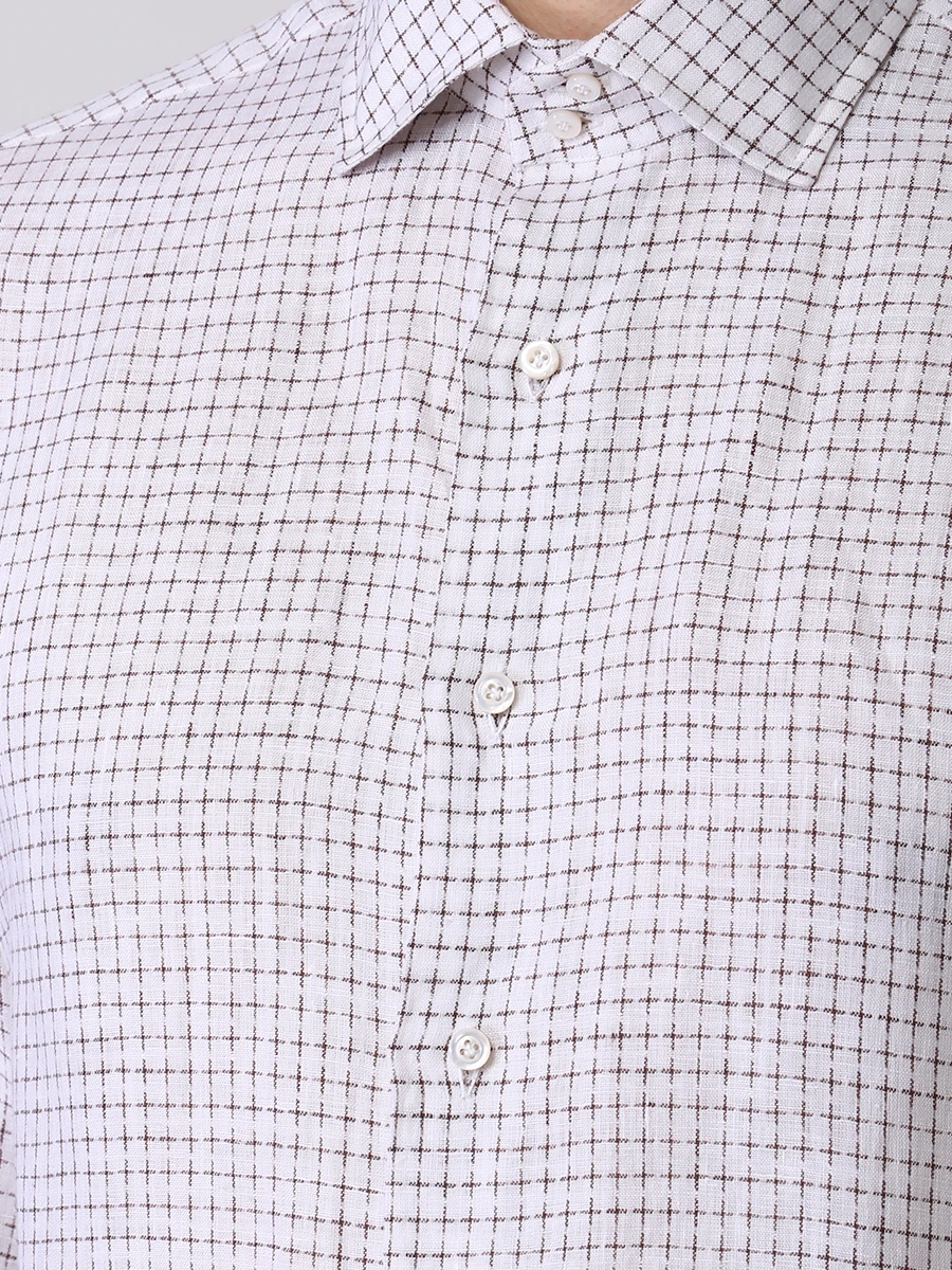 Рубашка Regular Fit льняная STILE LATINO 1PLCM05/M10L/12, размер 50, цвет белый 1PLCM05/M10L/12 - фото 5