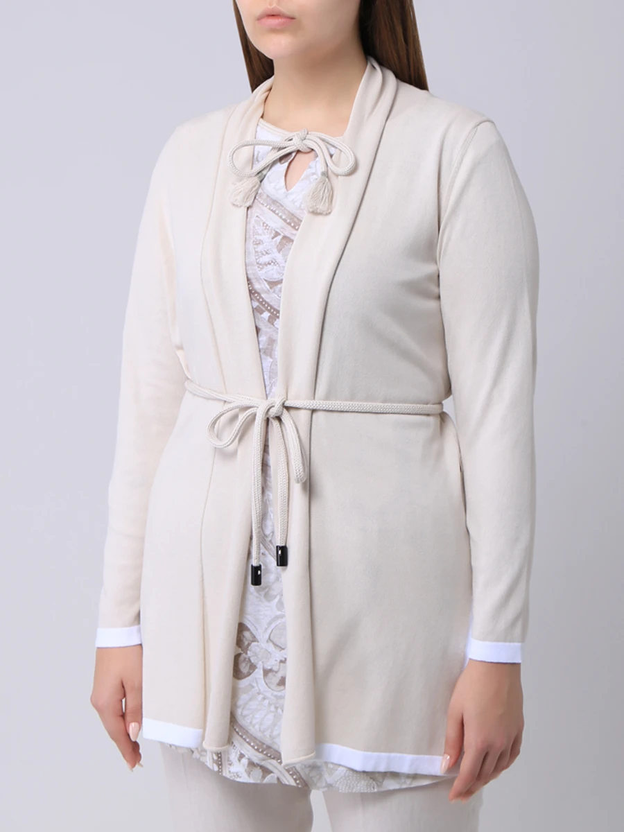 Кардиган хлопковый LE TRICOT PERUGIA 26627/7075 Бежевый  Фото 4