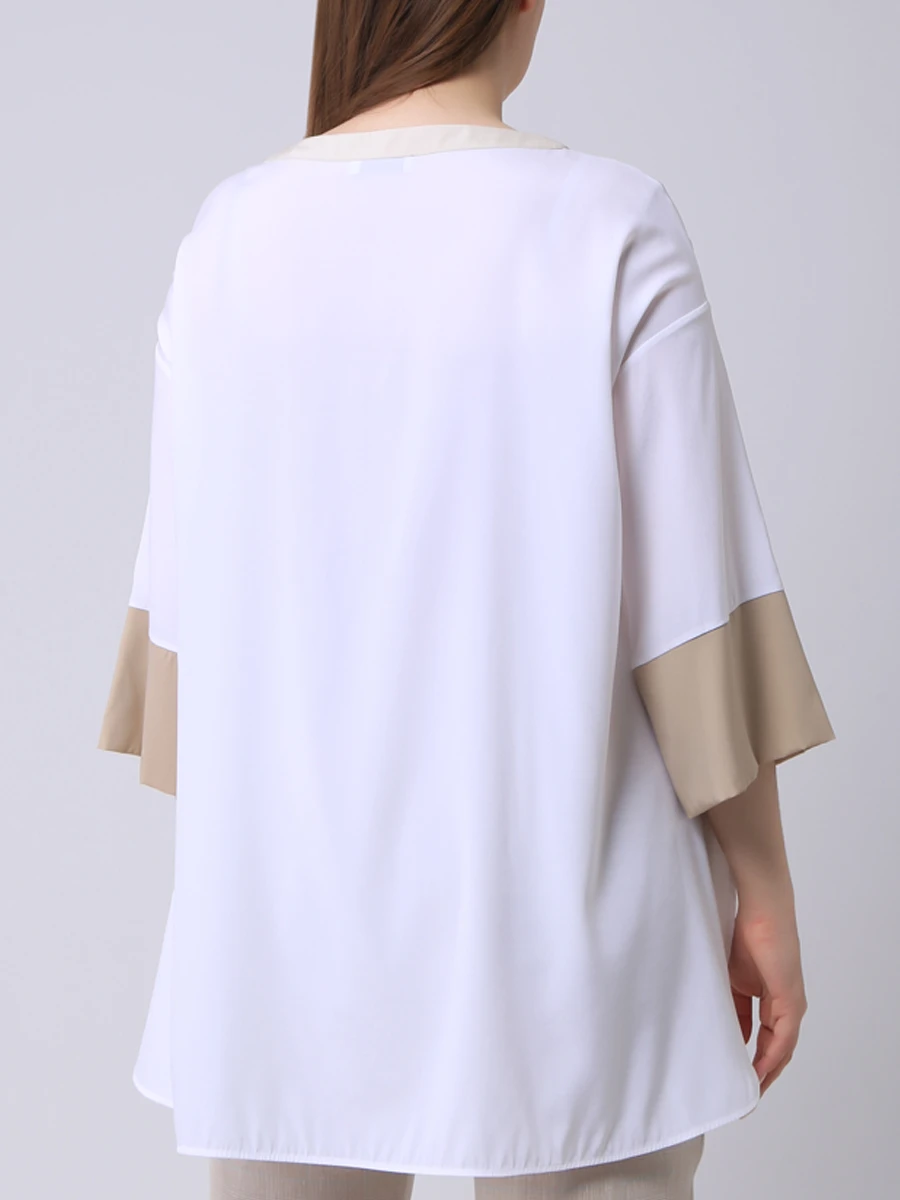 Блуза шелковая LE TRICOT PERUGIA 66759/7245, размер 46, цвет белый 66759/7245 - фото 3
