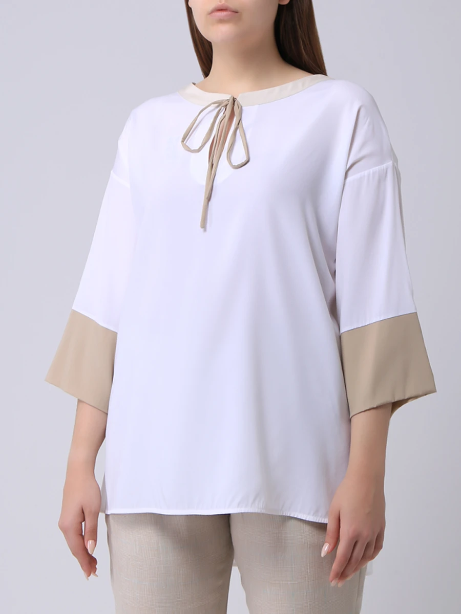 Блуза шелковая LE TRICOT PERUGIA 66759/7245, размер 46, цвет белый 66759/7245 - фото 4