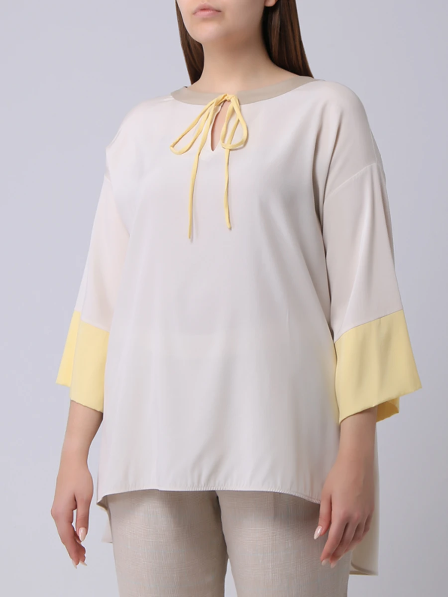 Блуза шелковая LE TRICOT PERUGIA 66759/7429, размер 46, цвет кремовый 66759/7429 - фото 4