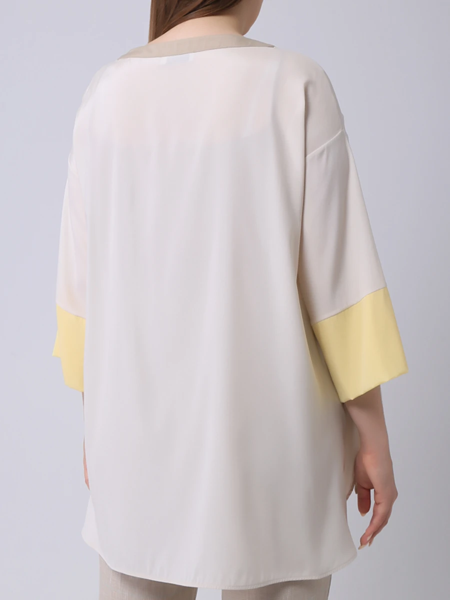 Блуза шелковая LE TRICOT PERUGIA 66759/7429, размер 46, цвет кремовый 66759/7429 - фото 3