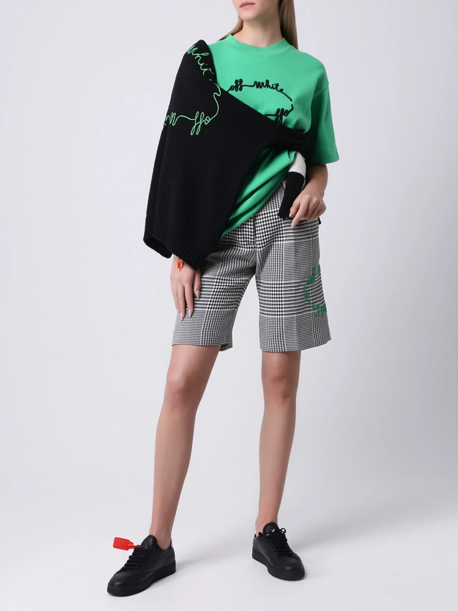 Шорты с принтом OFF-WHITE OWCA110E20FAB0021055 Клетка  Фото 2