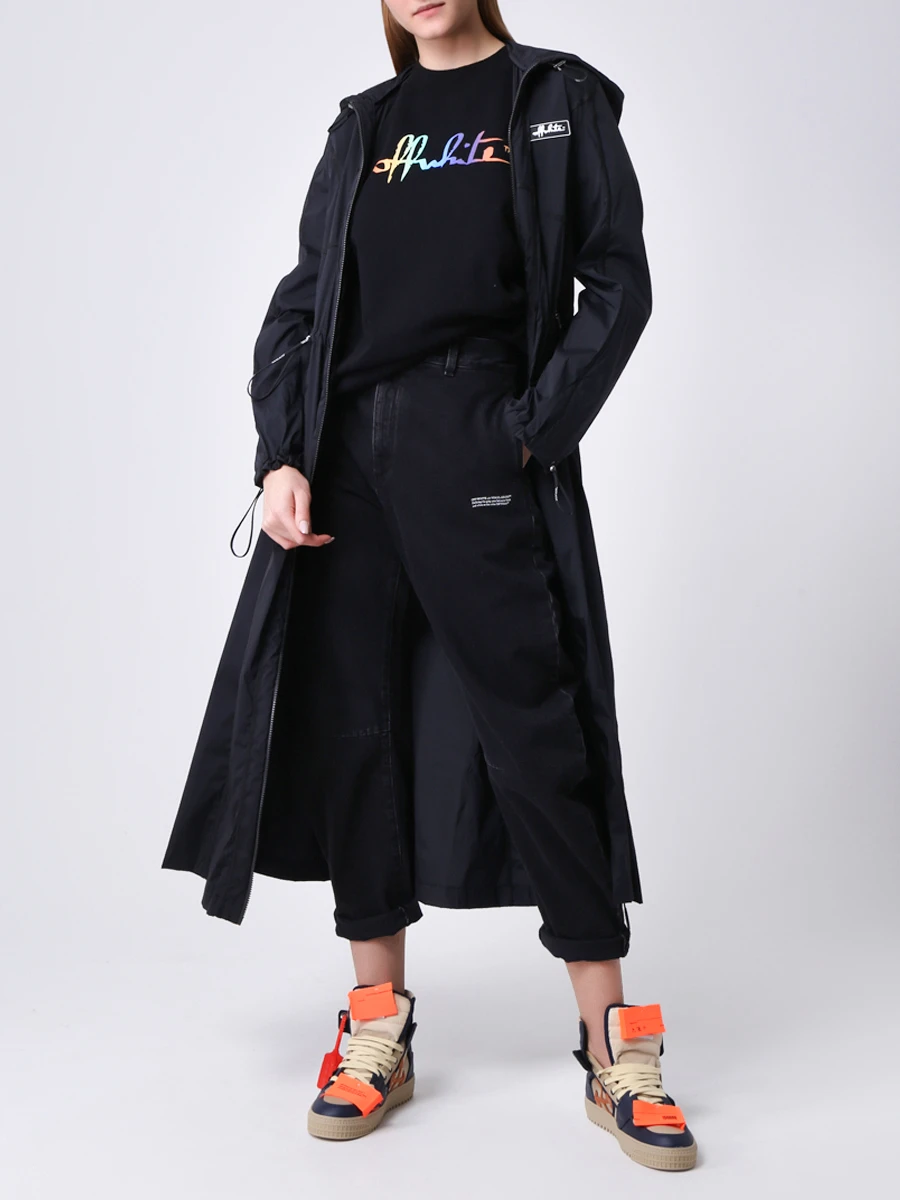 Плащ удлиненный OFF-WHITE OWEA202E20FAB0011001 Черный  Фото 2