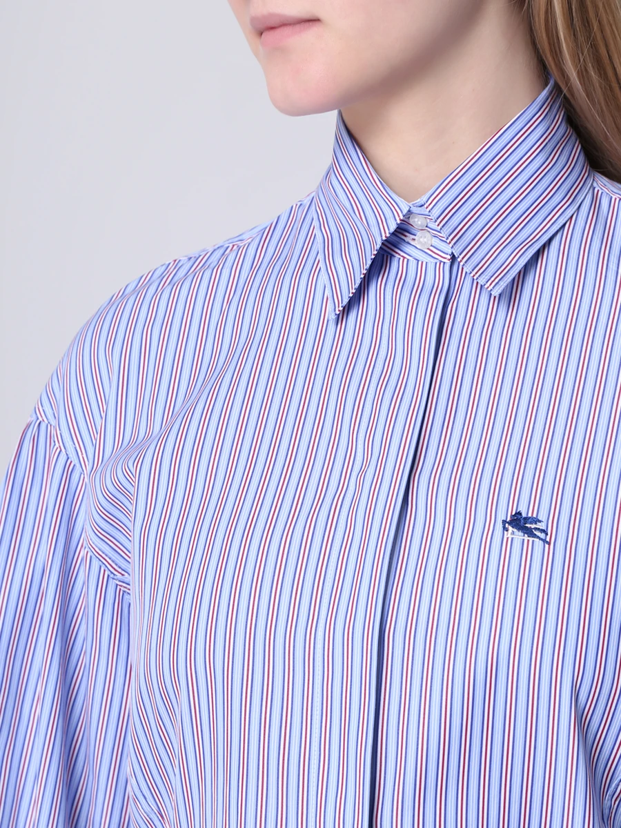 Рубашка хлопковая в полоску ETRO 19051 3809 0250, размер 42, цвет голубой - фото 5