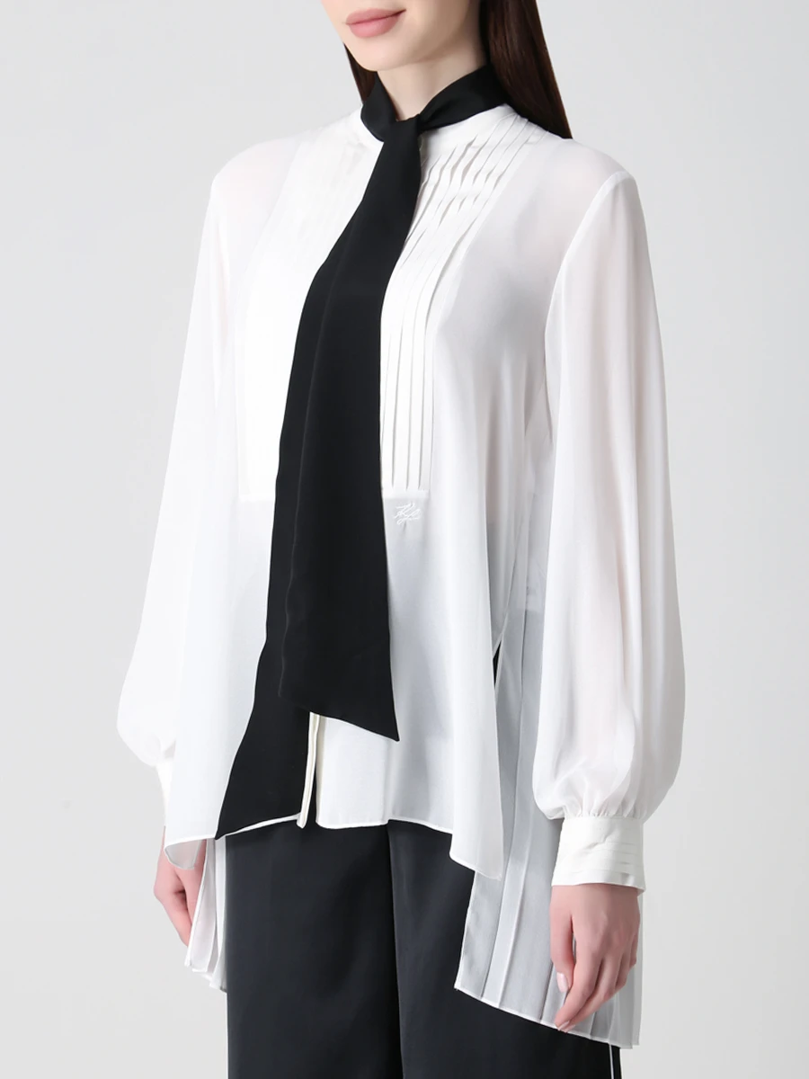 Блуза удлиненная KARL LAGERFELD 206W1602 101, размер 40, цвет белый - фото 4